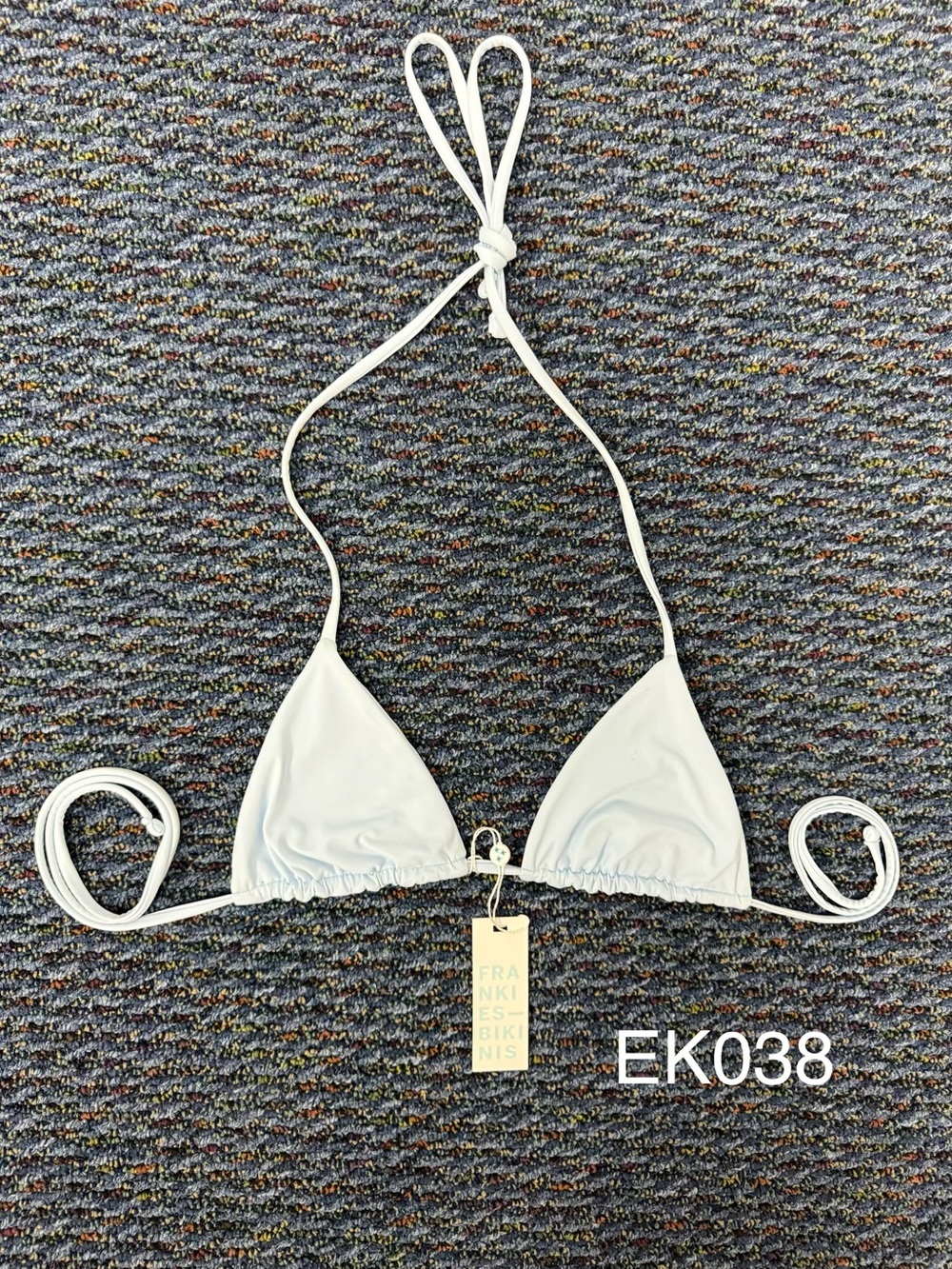 NWT Frankies Bikinis Nick Triangle Bikini Top Ash Blue Small MSRP $70 - Picture 3 of 7